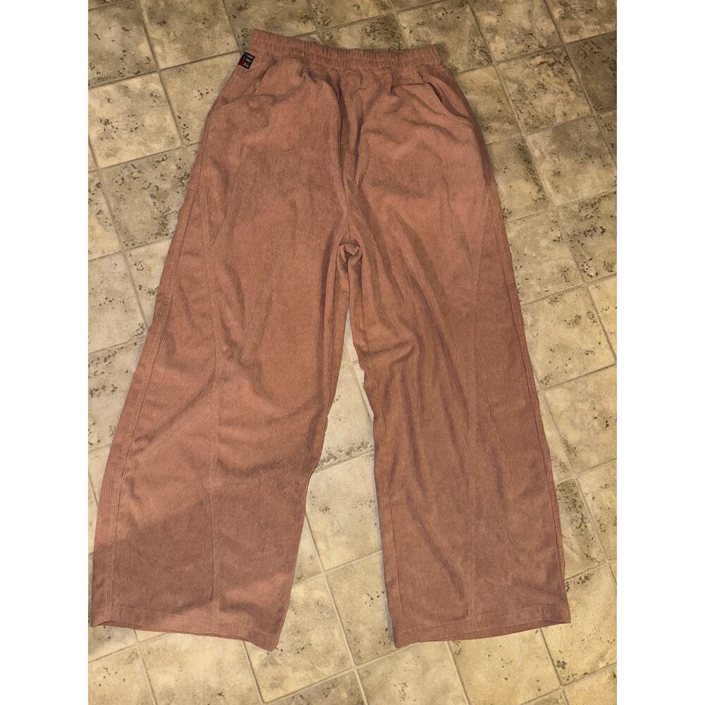 Yesno Women's Wide Leg Corduroy Trousers with Elastic Waist, size L